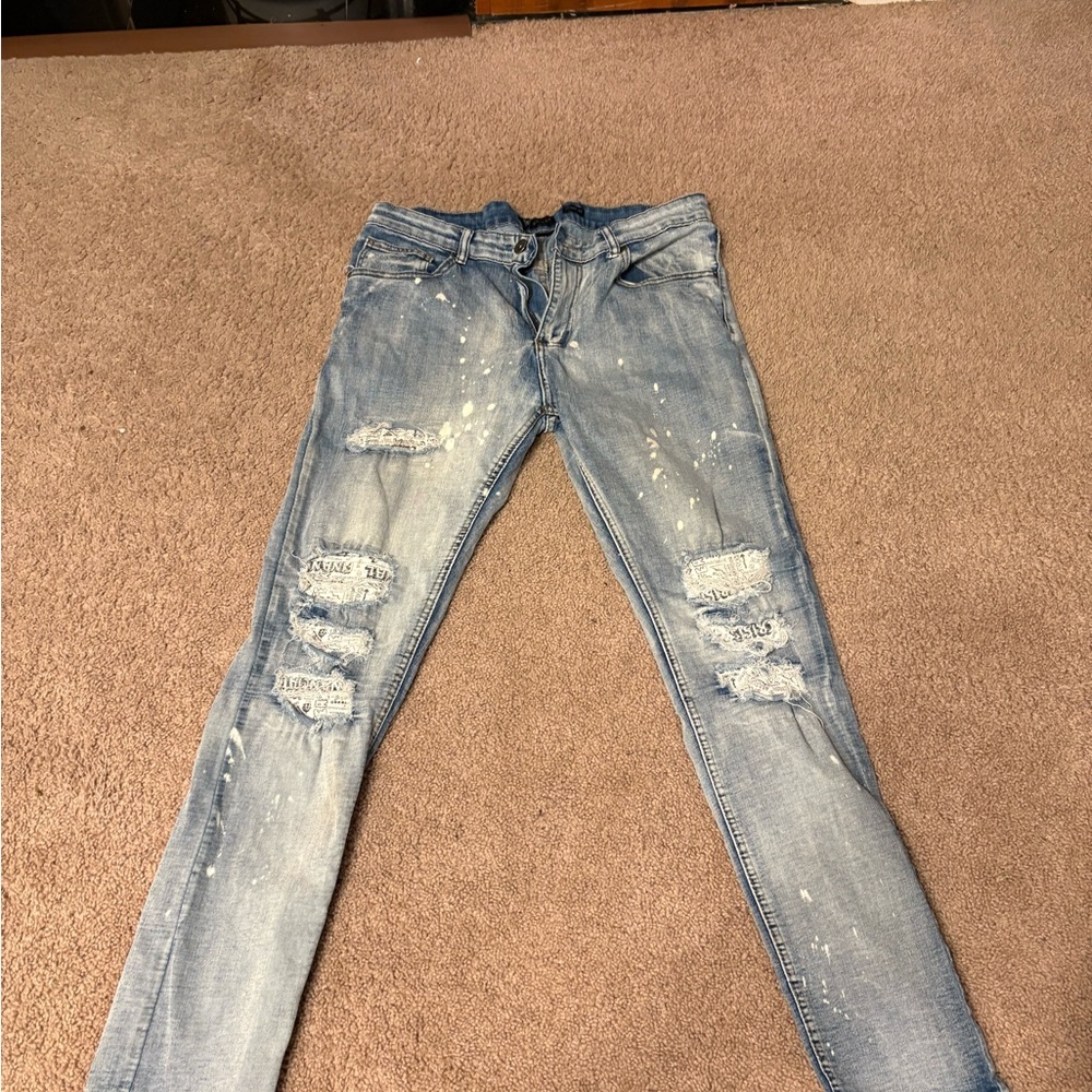 Men's Distressed Blue Jeans
